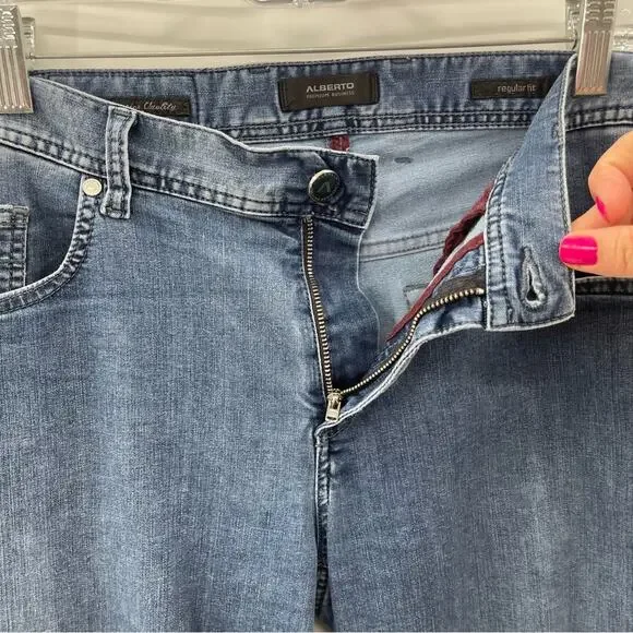 ALBERTO Luxury Pipe Regular Fit Coolmax Lightweight Jeans Size 32 Preppy Casual - Picture 5 of 15